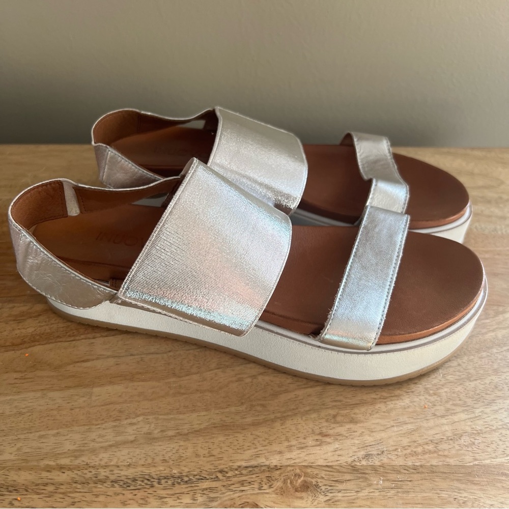 Inuovo Womens Metallic Solid Platform Slip On Slingback Sandals EUR 39/ US 9